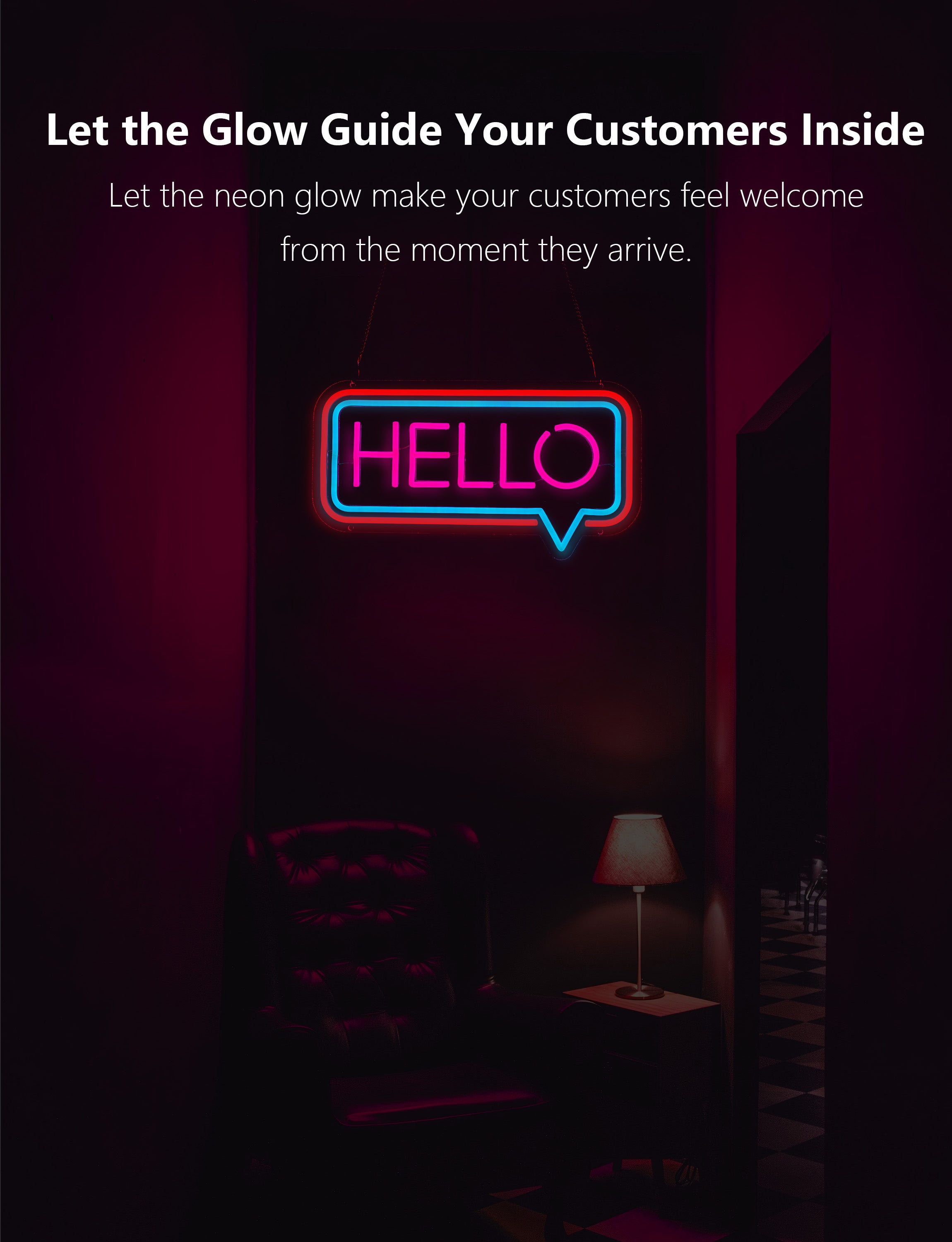 Bright LED Hello Neon Sign for Business Window