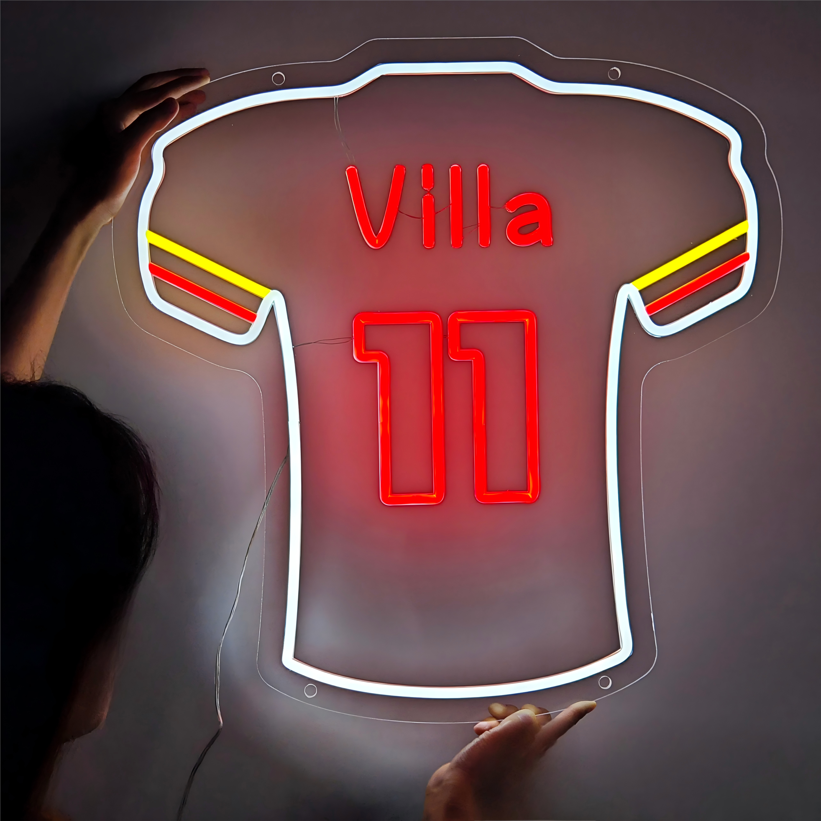Villa #11 Football Glow Jersey Neon Sign Light