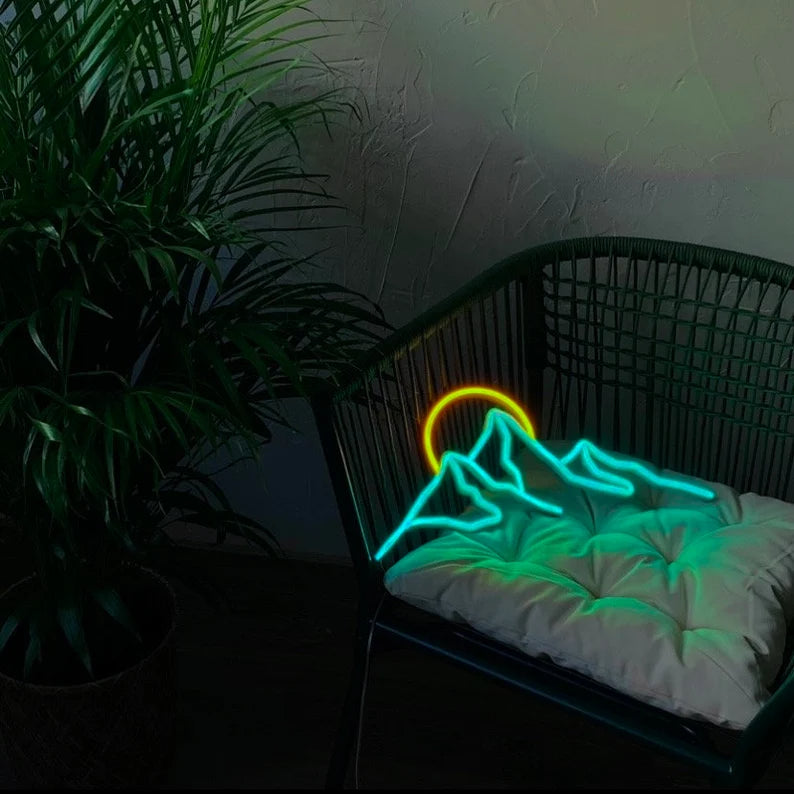 Mountain View Neon Sign for Nature Inspired Wall Art