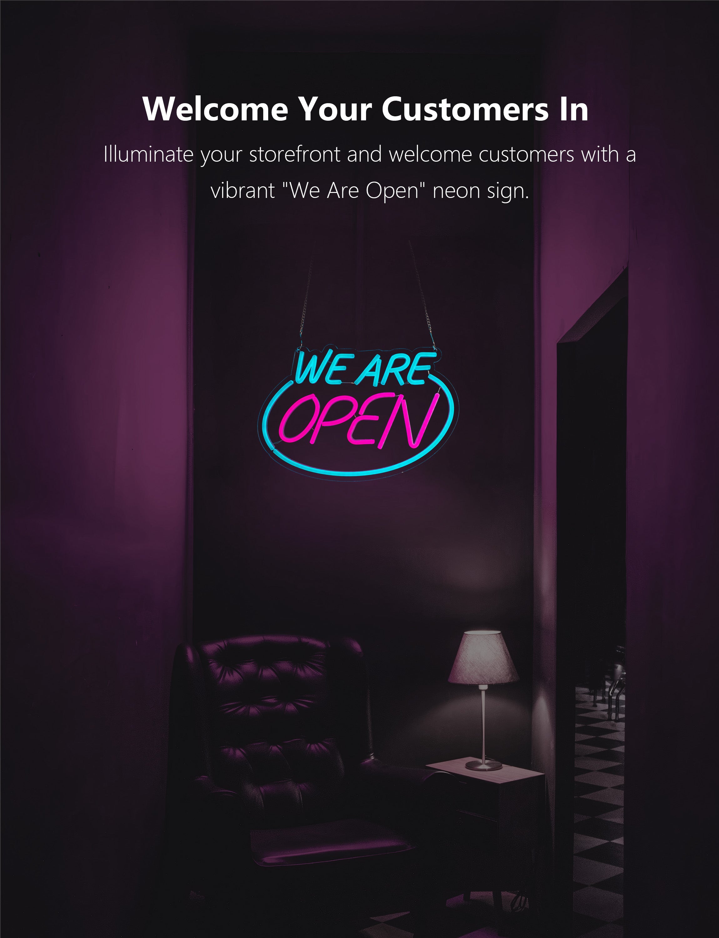 Bright LED Neon Open Sign for Business Window