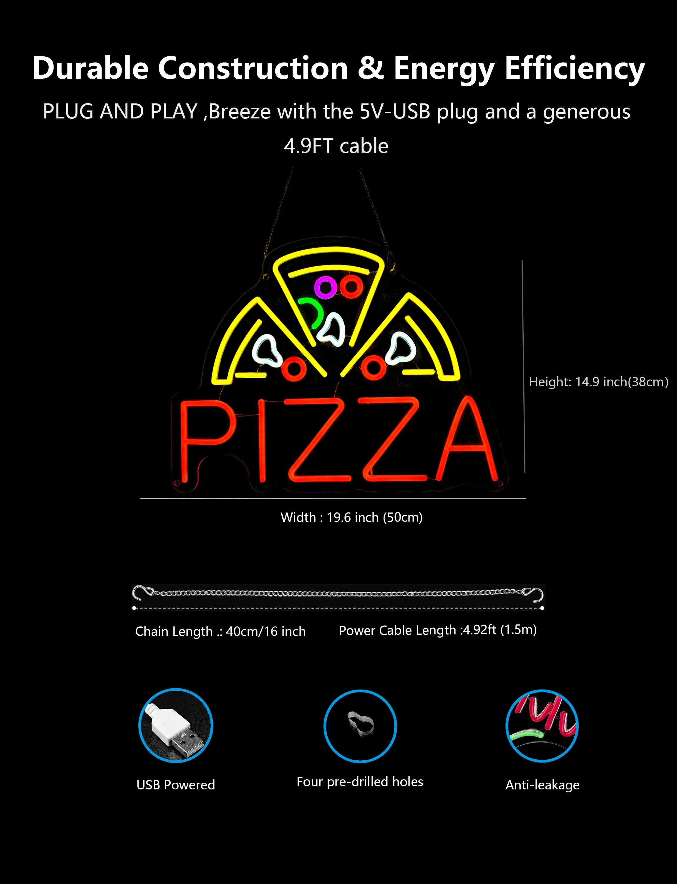 Pizza Neon Sign For Restaurant Wall Decor