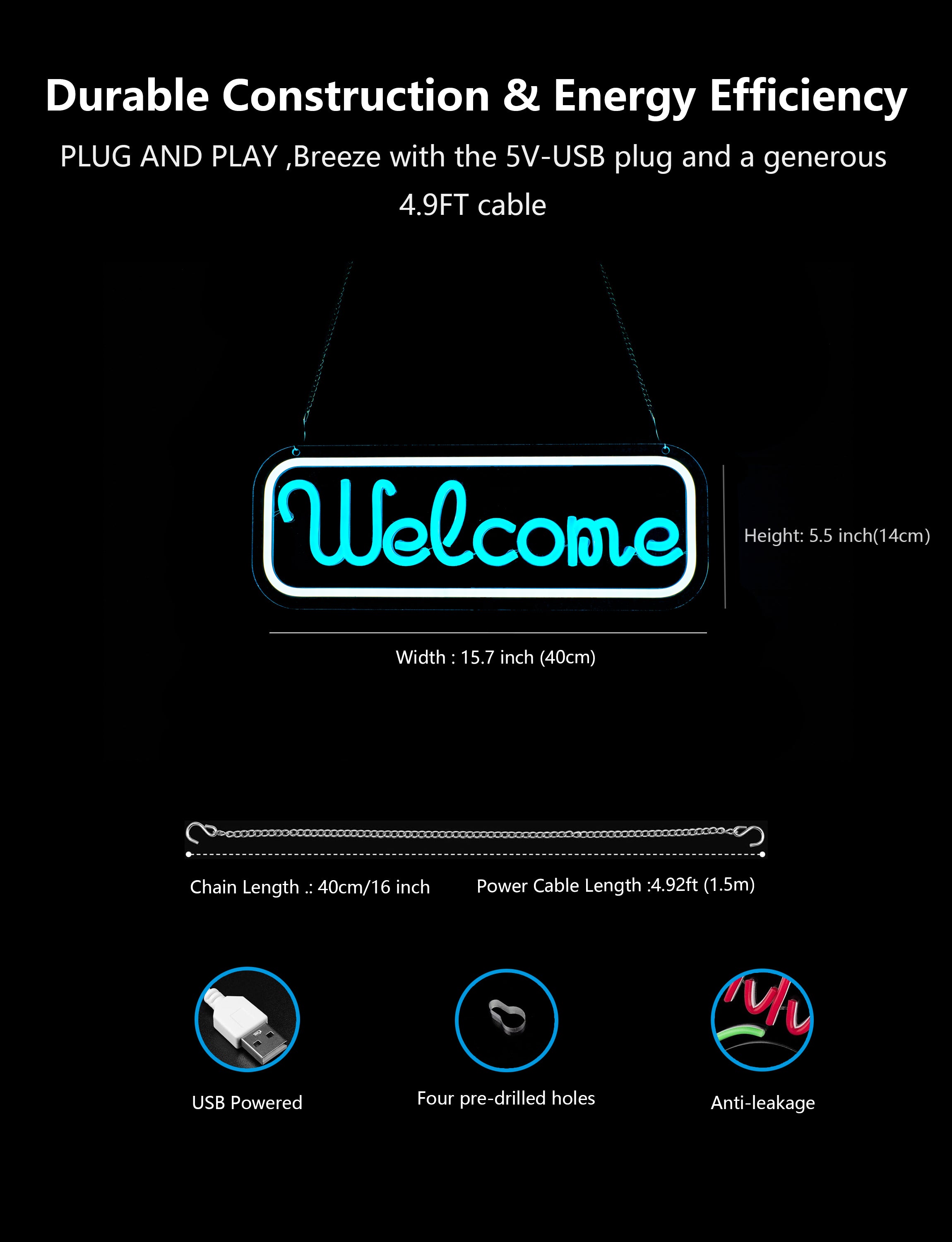 Bright LED Welcome Neon Sign For Business Window