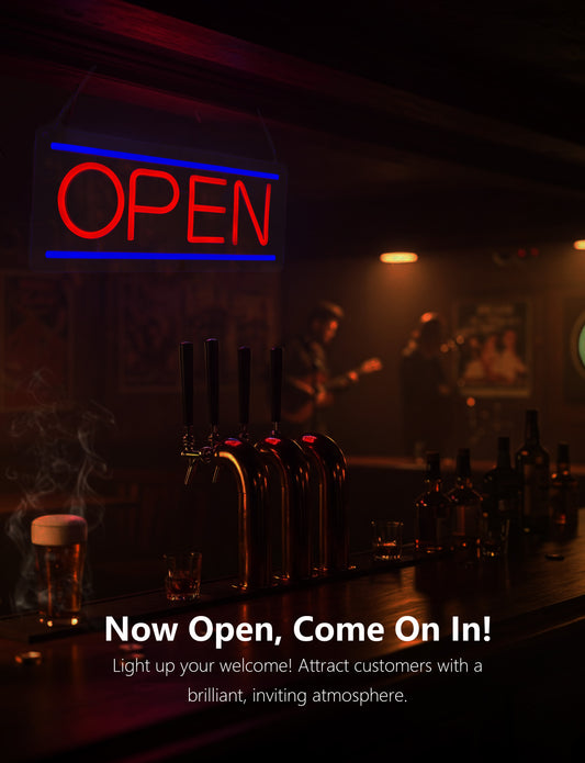 Bright LED Neon Open Sign for Business Window
