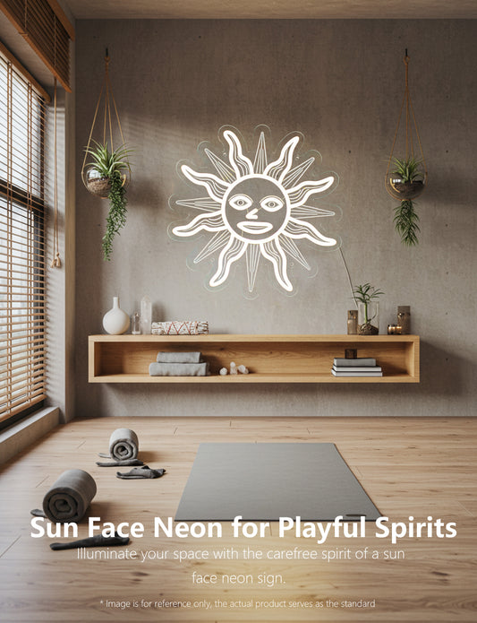 Sun Face Neon Sign Light