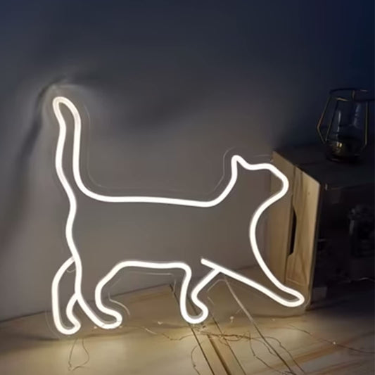 A Walking Cat Neon Sign For Wall Decor