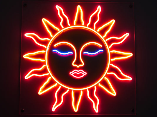 colourthe sun face neon sign