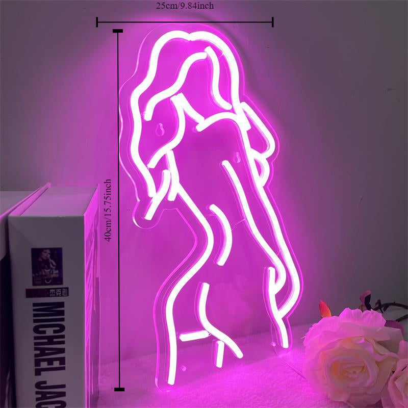 Sexy Girl LED Neon Sign -  Artistic Mural Light for Club/Bar Decor