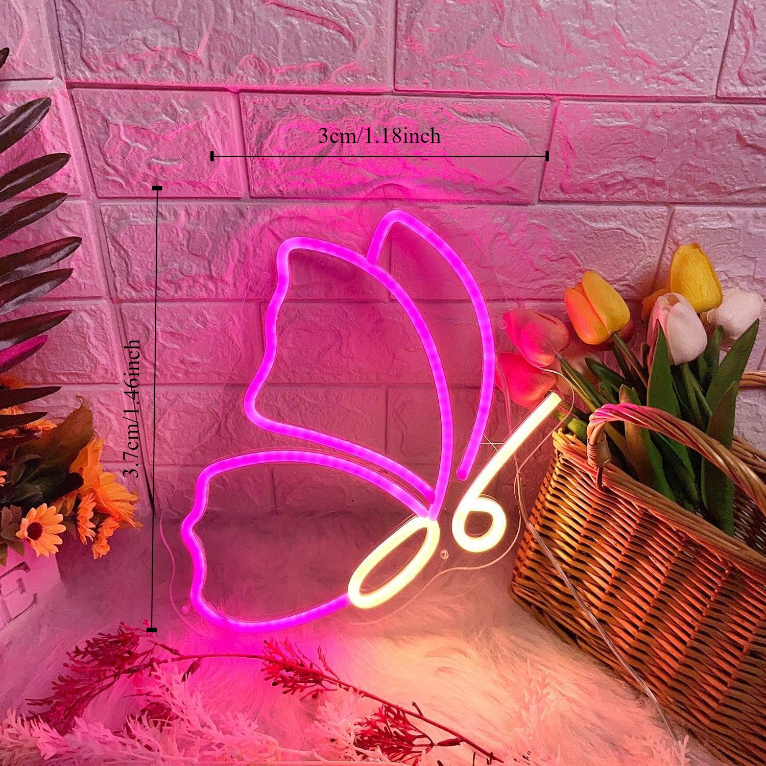 Pink Butterfly LED Neon Sign