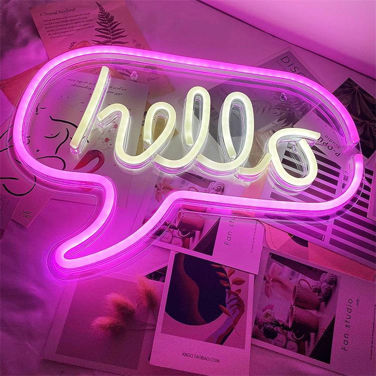 Big Hello LED Neon Sign - Night Light for Wall Decor Across Living Rooms, Offices, Bars & Festive Events