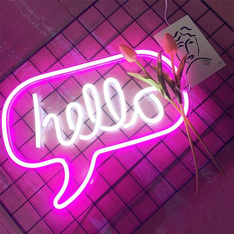 Big Hello LED Neon Sign - Night Light for Wall Decor Across Living Rooms, Offices, Bars & Festive Events