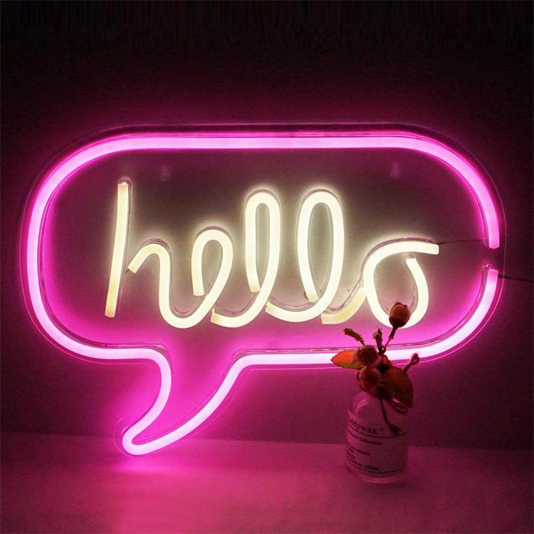 Big Hello LED Neon Sign - Night Light for Wall Decor Across Living Rooms, Offices, Bars & Festive Events