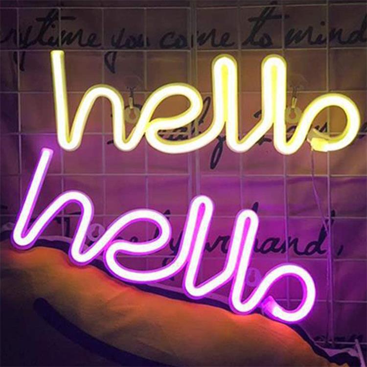 Hello sign neon welcome sign home, holiday decoration