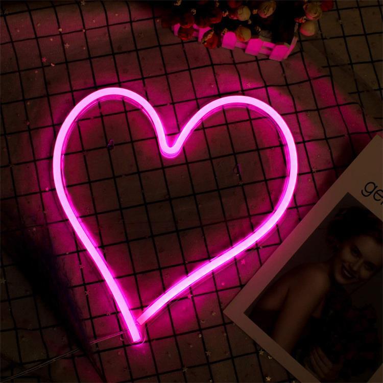 Bedroom night light wall art, party atmosphere decoration (pink heart)