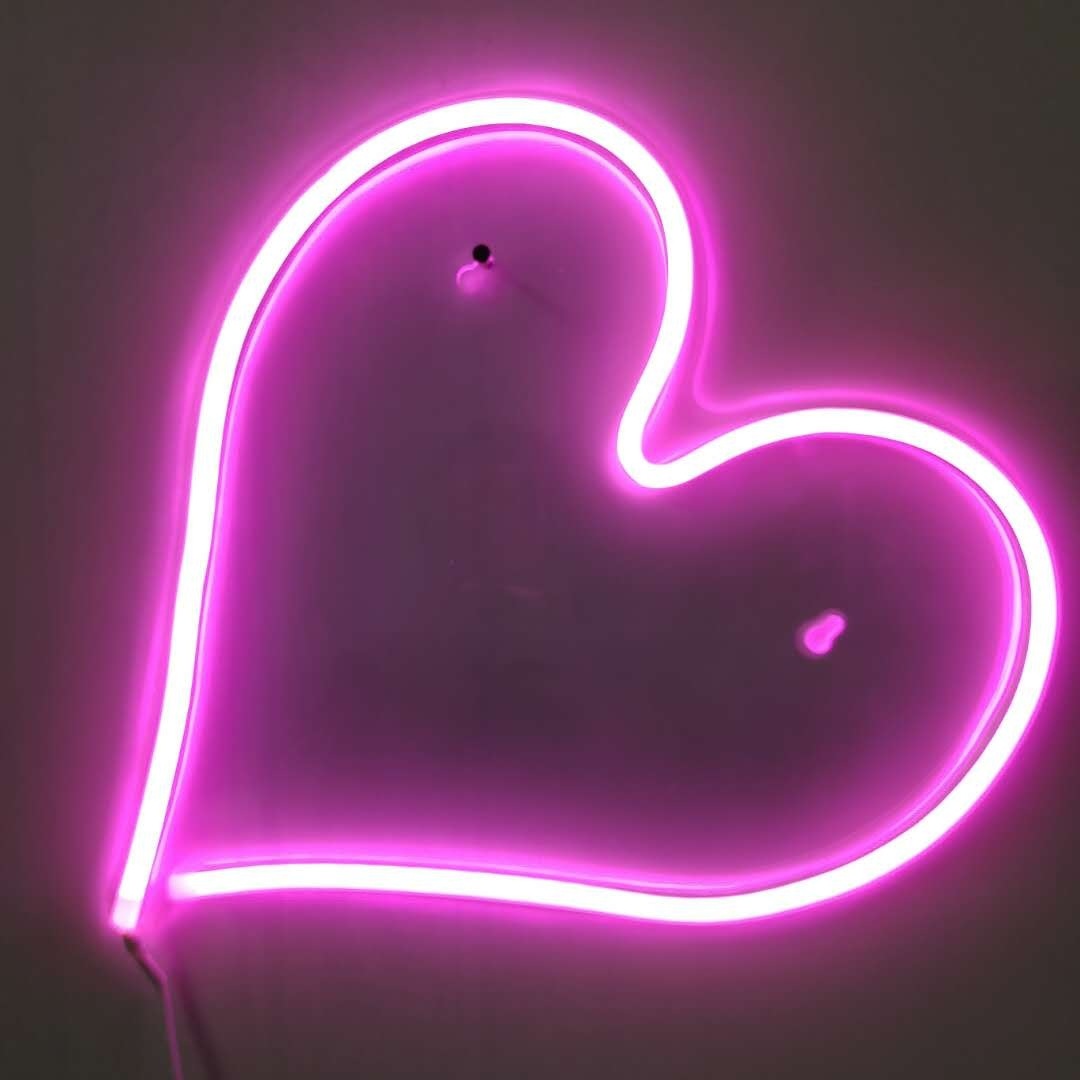 Bedroom night light wall art, party atmosphere decoration (pink heart)