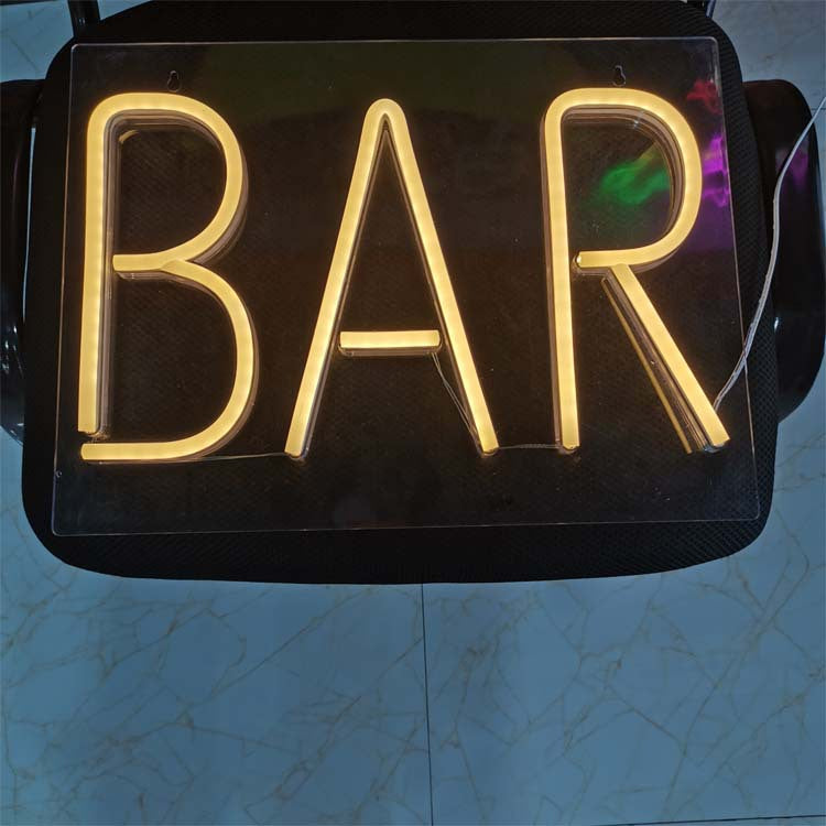 Yellow 'BAR' LED Neon Sign for Pub/Birthday Decor