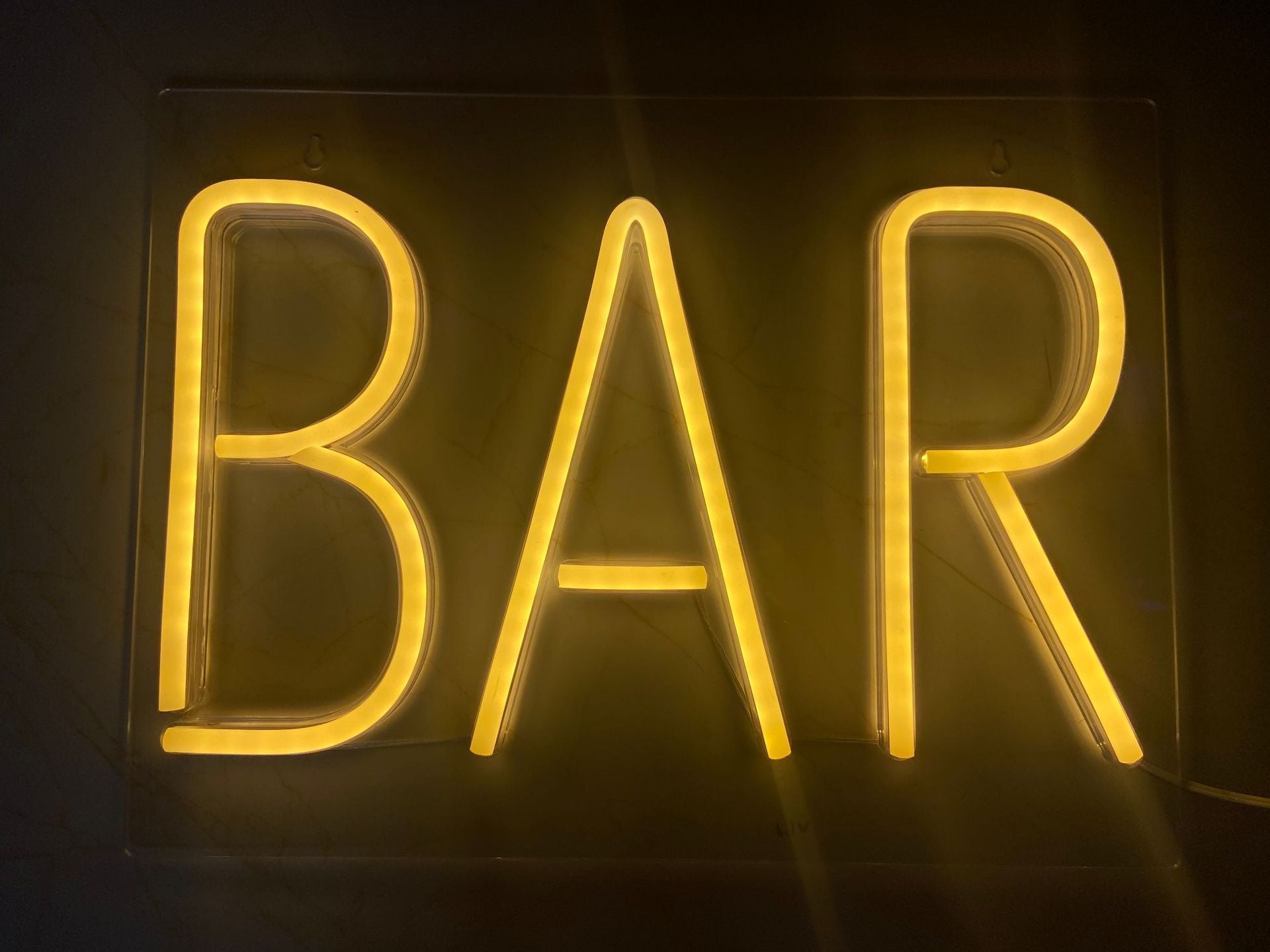 Yellow 'BAR' LED Neon Sign for Pub/Birthday Decor