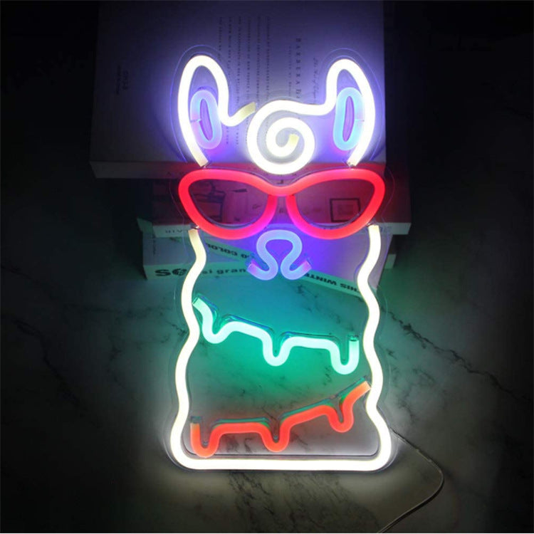 Alpaca  neon  sign atmosphere decoration