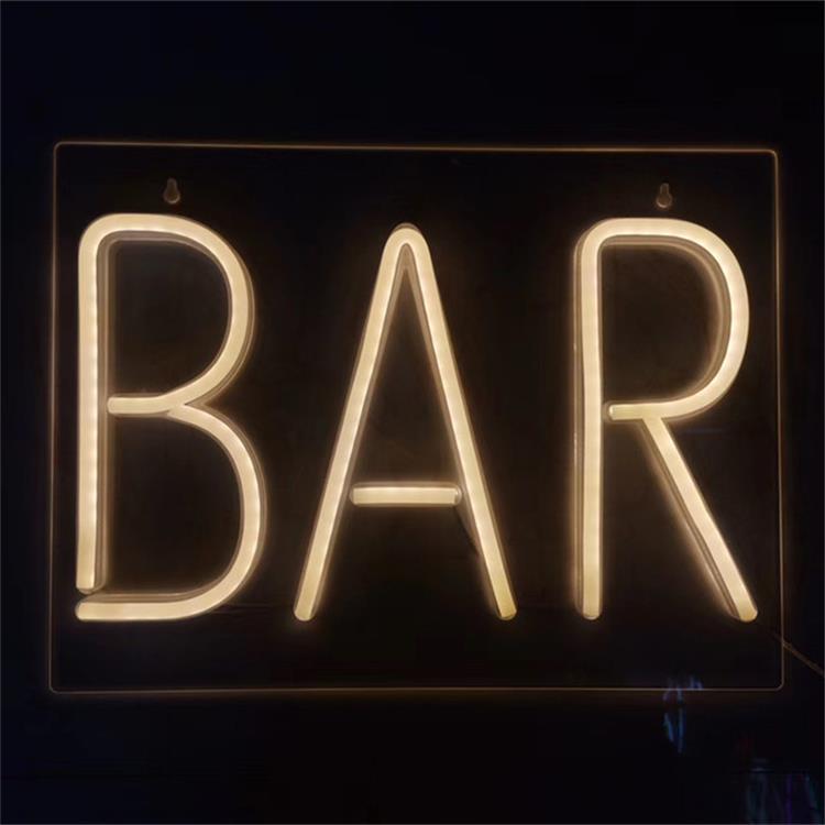 Yellow 'BAR' LED Neon Sign for Pub/Birthday Decor