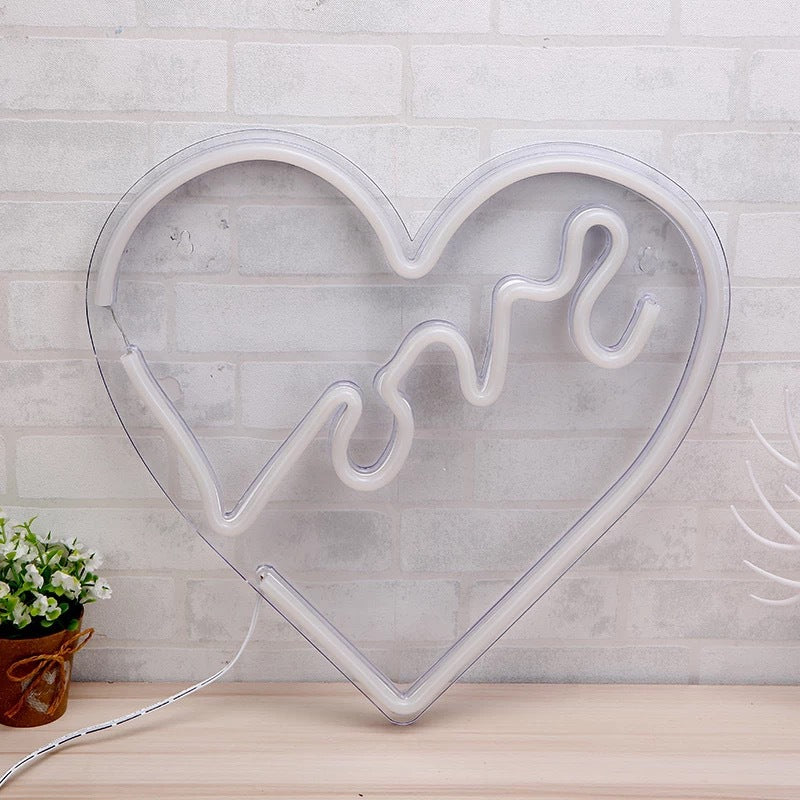 Love Heart Neon Sign - LED Light for Home/Party Decor & Gift Ideas