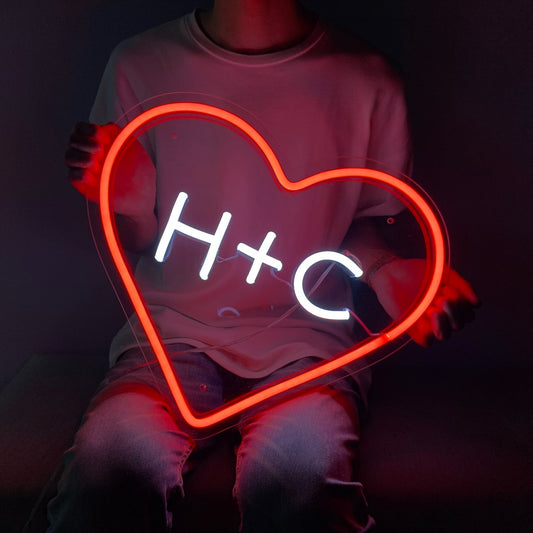Custom Initials Love Heart Neon Sign For Wedding Party Valentine's Day