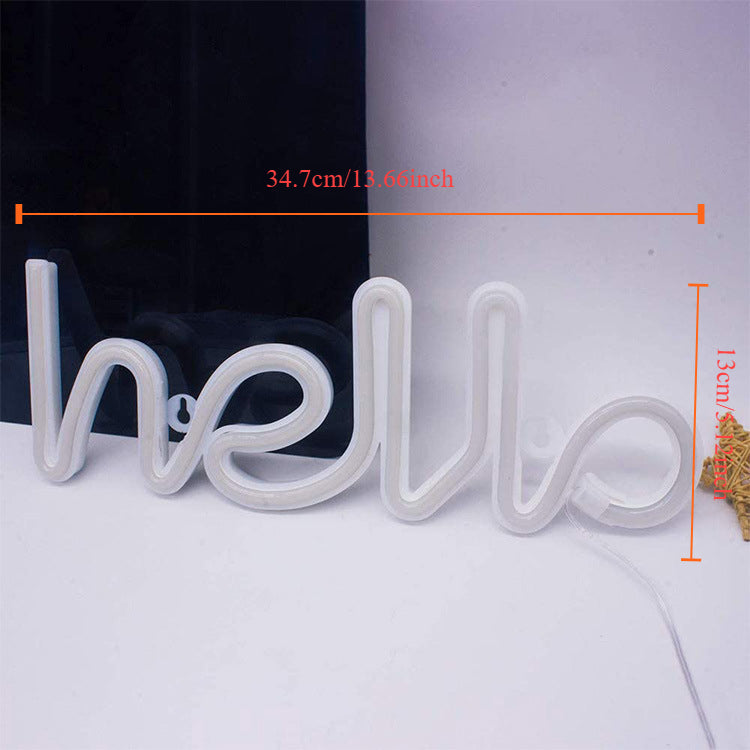 Hello sign neon welcome sign home, holiday decoration