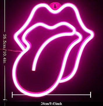 Pink Lips LED Neon Sign - USB-Powered Night Light for Party/Bar Decor & Occasions