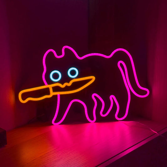 Sneaky Cat Neon Sign for Home Decor Wall Hanging