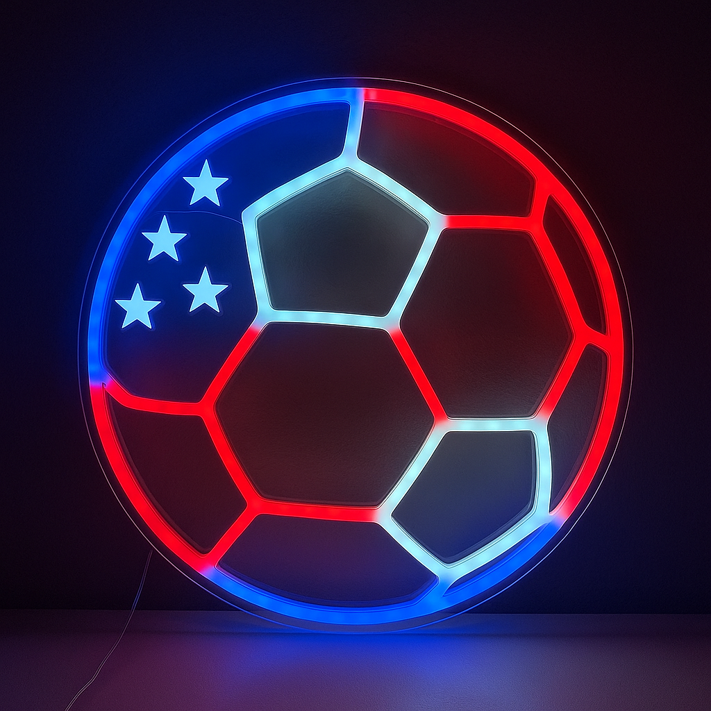 American Theme Soccer Football Neon Sign For World Cup 2026 Wall Decor