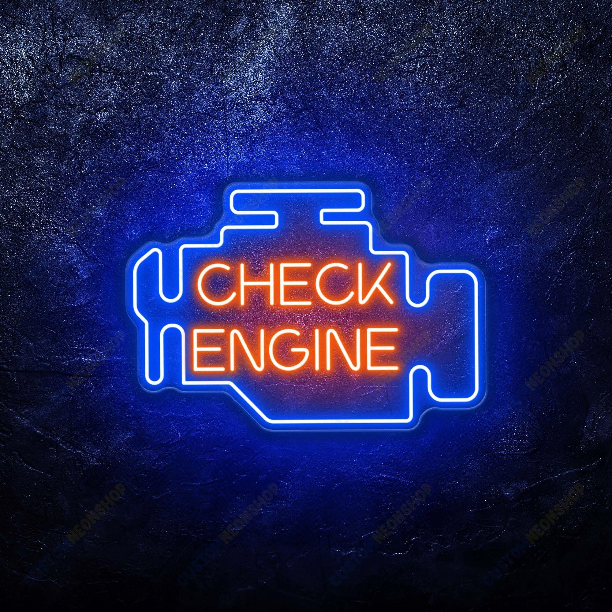 Check Engine Neon Sign, Auto Shop Signage