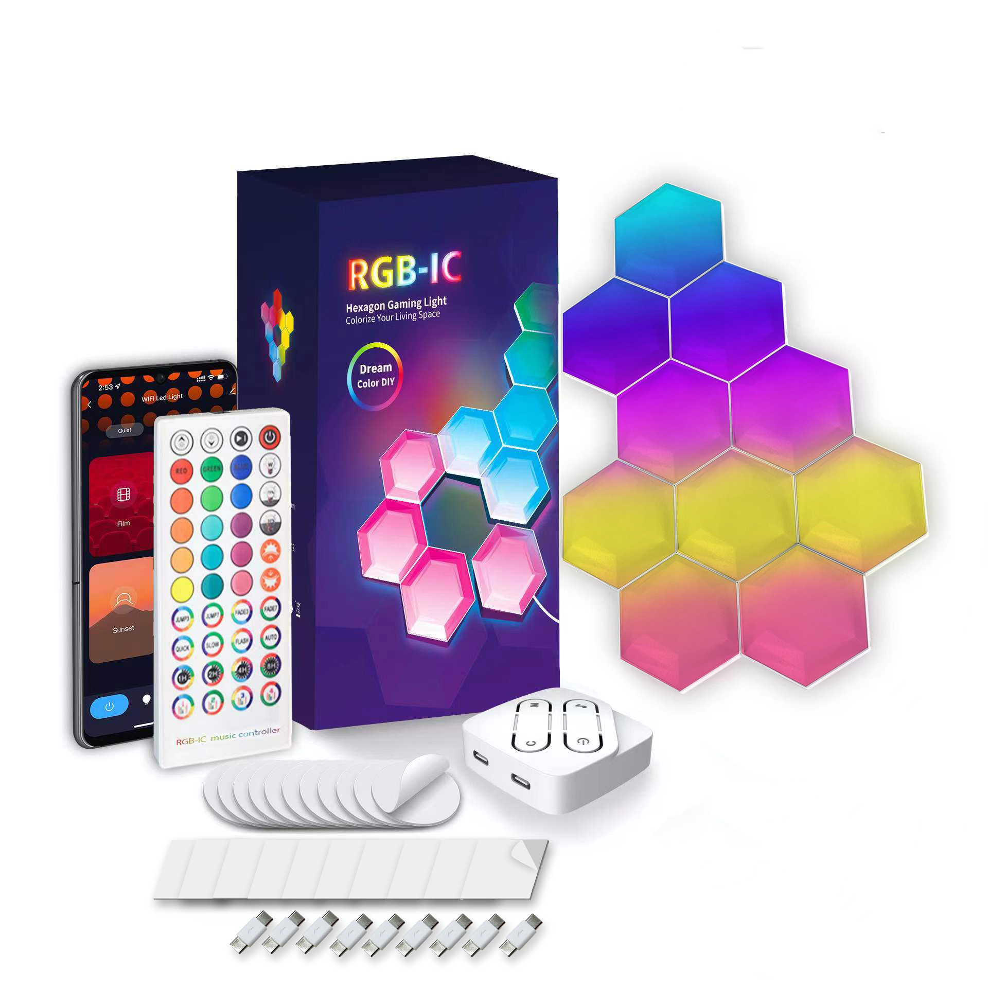 Colourthe RGB-IC Hexagonal LED Wall Lights