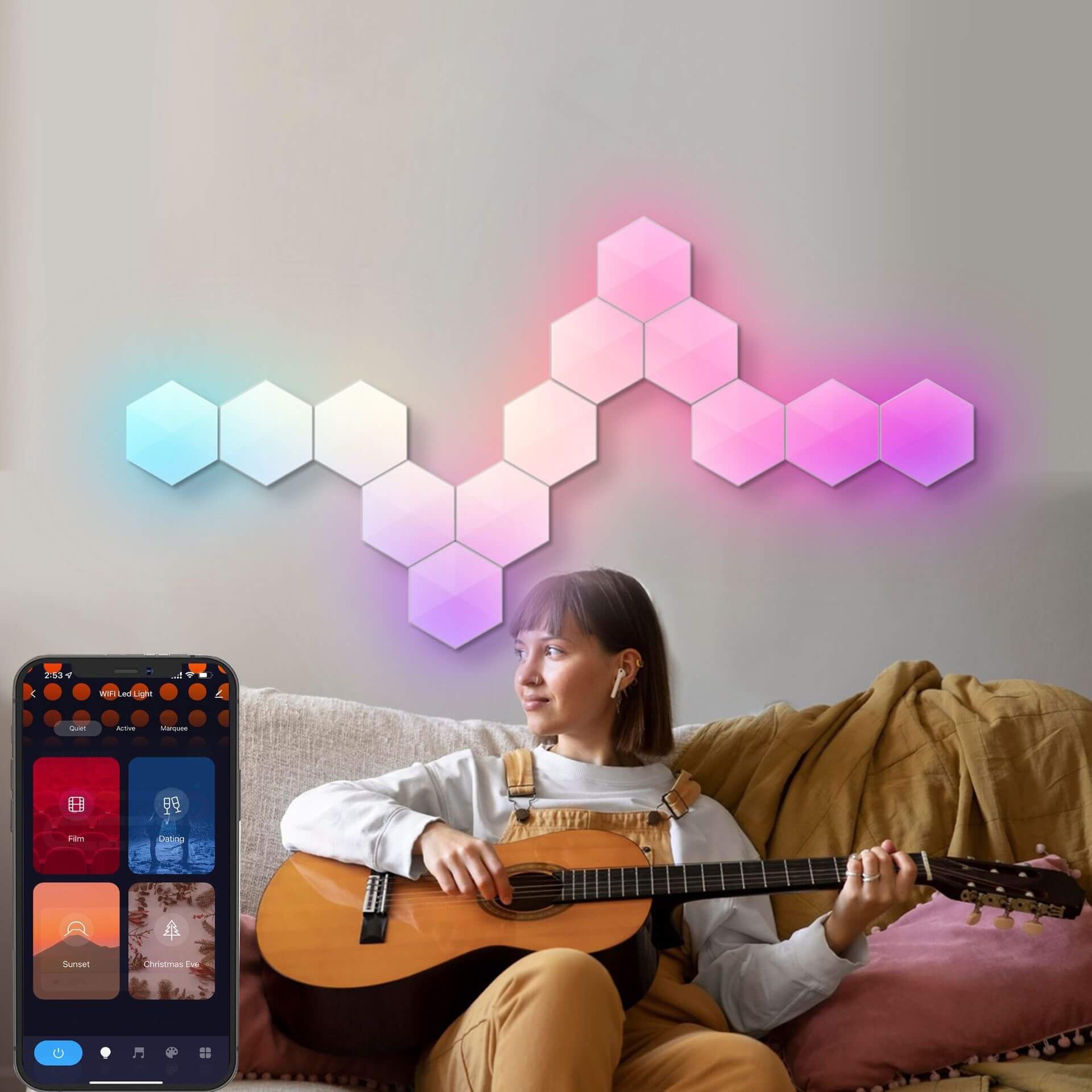 Colourthe RGB-IC Hexagonal LED Wall Lights