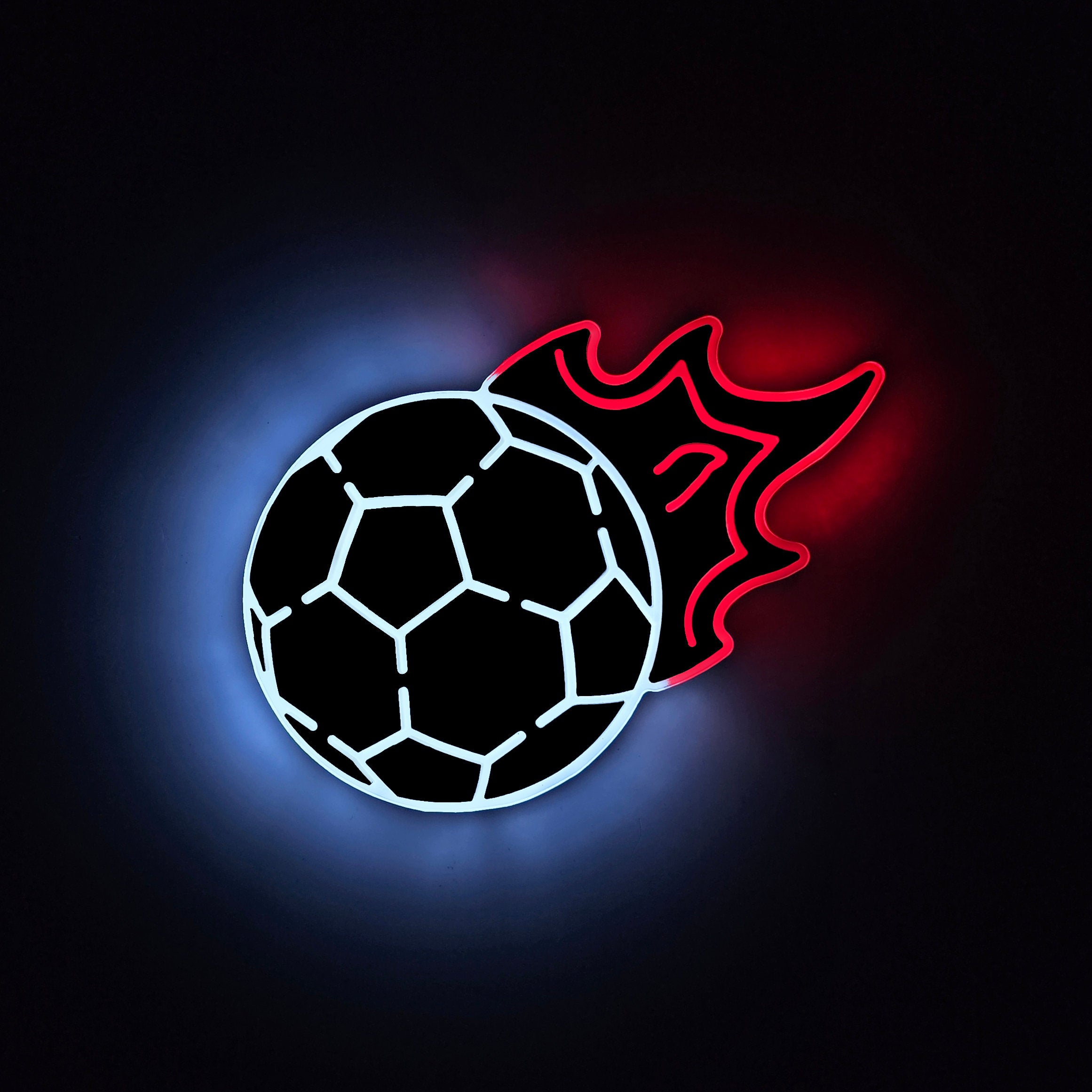 Flaming Soccer Ball Light  Neon Sign  For Wall Decor