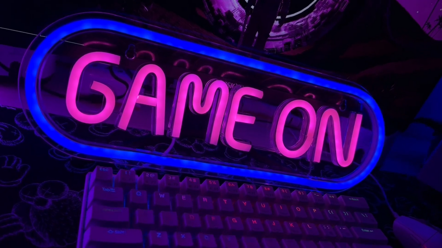 GAME ON  Neon Sign For Game Room Art Decor