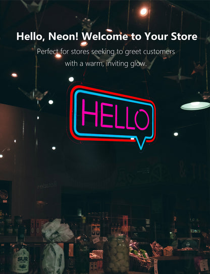 Bright LED Hello Neon Sign for Business Window