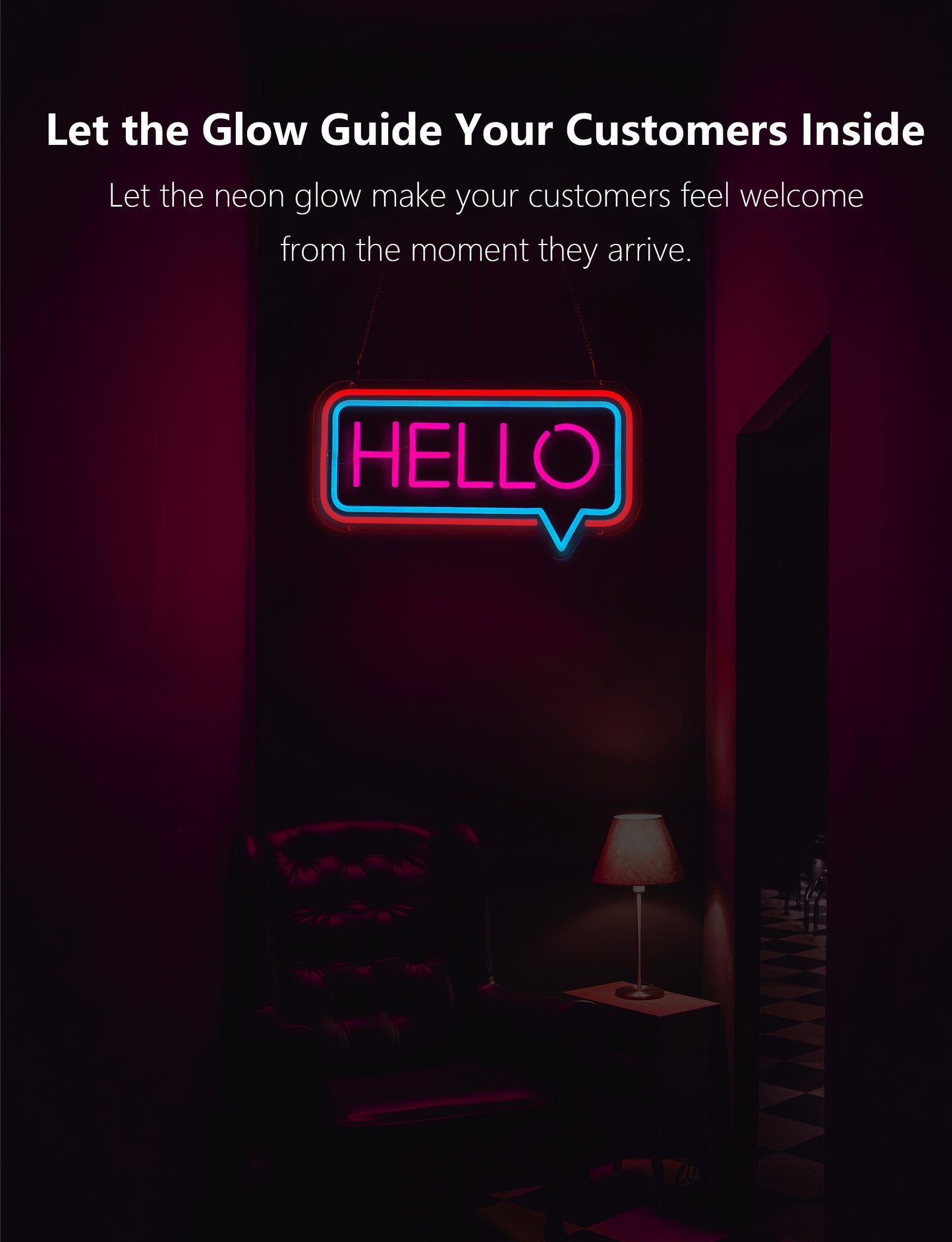 Bright LED Hello Neon Sign for Business Window