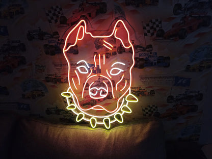 Pitbull Terrier Face Neon sign
