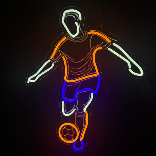 Soccer Shot Man Neon Sign Light For Wall Decor