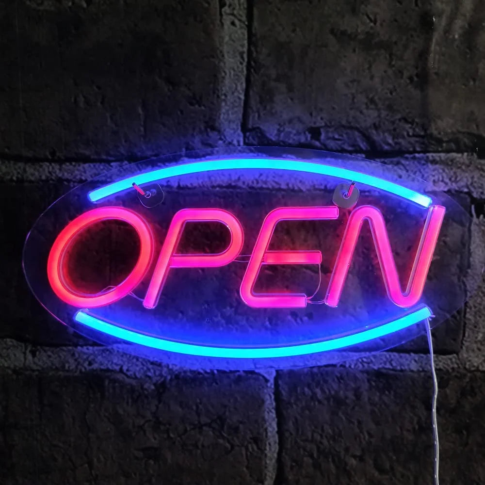 Open Neon Sign for Business Wall Decor