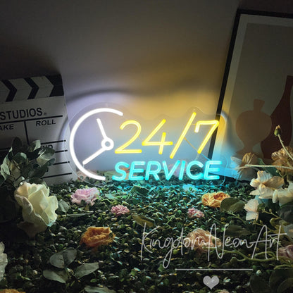 Open 24/7 Service Neon Sign Light