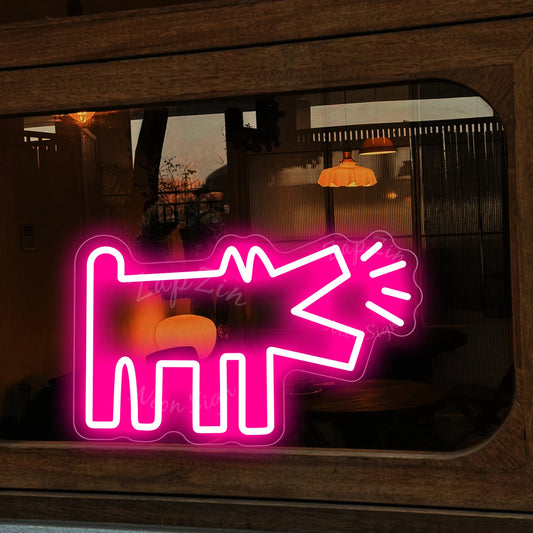 Barking Dog Stree Art Neon Sign for Home Decor Wall Hanging