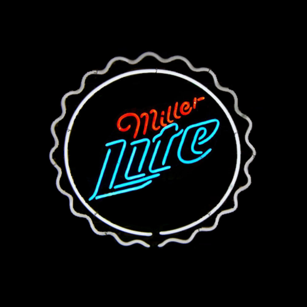 Miller Lite Bottle Cap Beer Neon Sign For Bar Decor