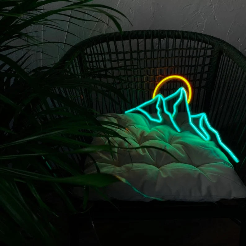 Mountain View Neon Sign for Nature Inspired Wall Art