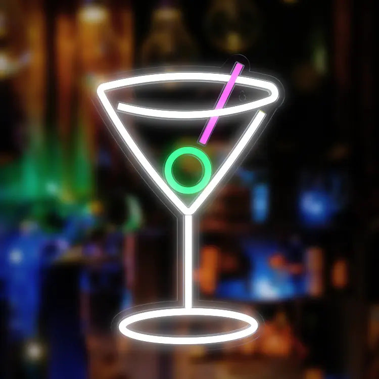 Blue Dimmable Cocktail LED Neon Sign for Party & Bar Decor