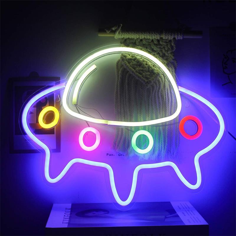 Alien UFO Spaceship LED Neon Light - Colorful Night Light for Kids' Rooms, Bar, Home & Party Decor