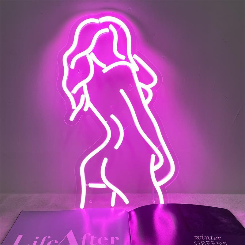 Sexy Girl LED Neon Sign -  Artistic Mural Light for Club/Bar Decor