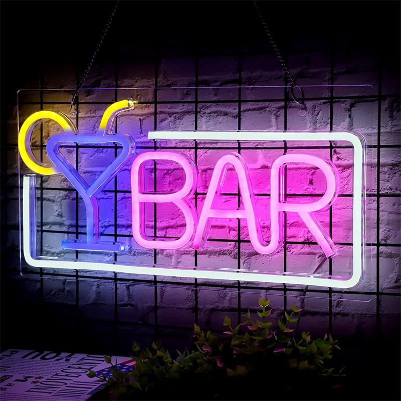 LED Neon Bar Sign - Battery/USB Light with Remote Control for Multi-Occasion Decor