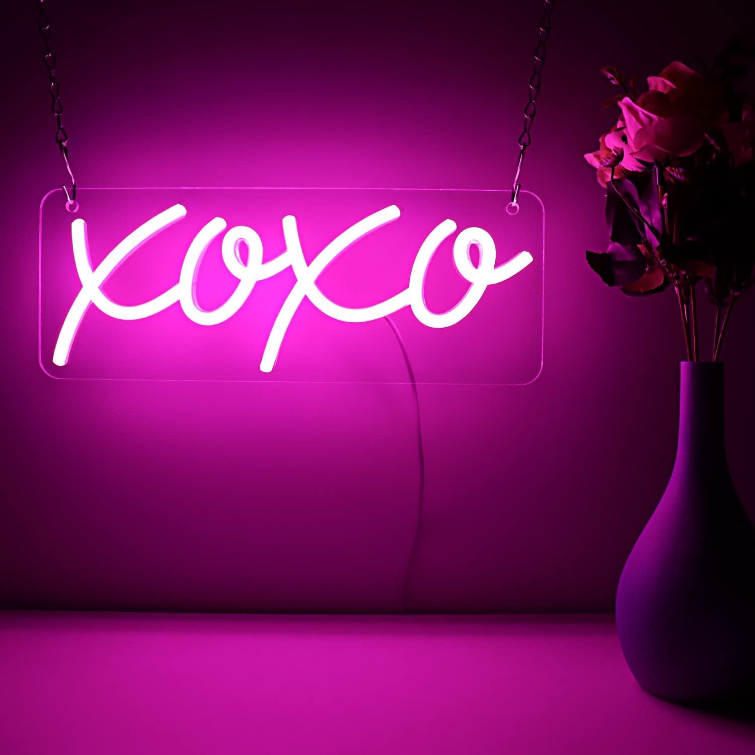 Dimmable Pink XOXO LED Neon Sign for Wall Decor