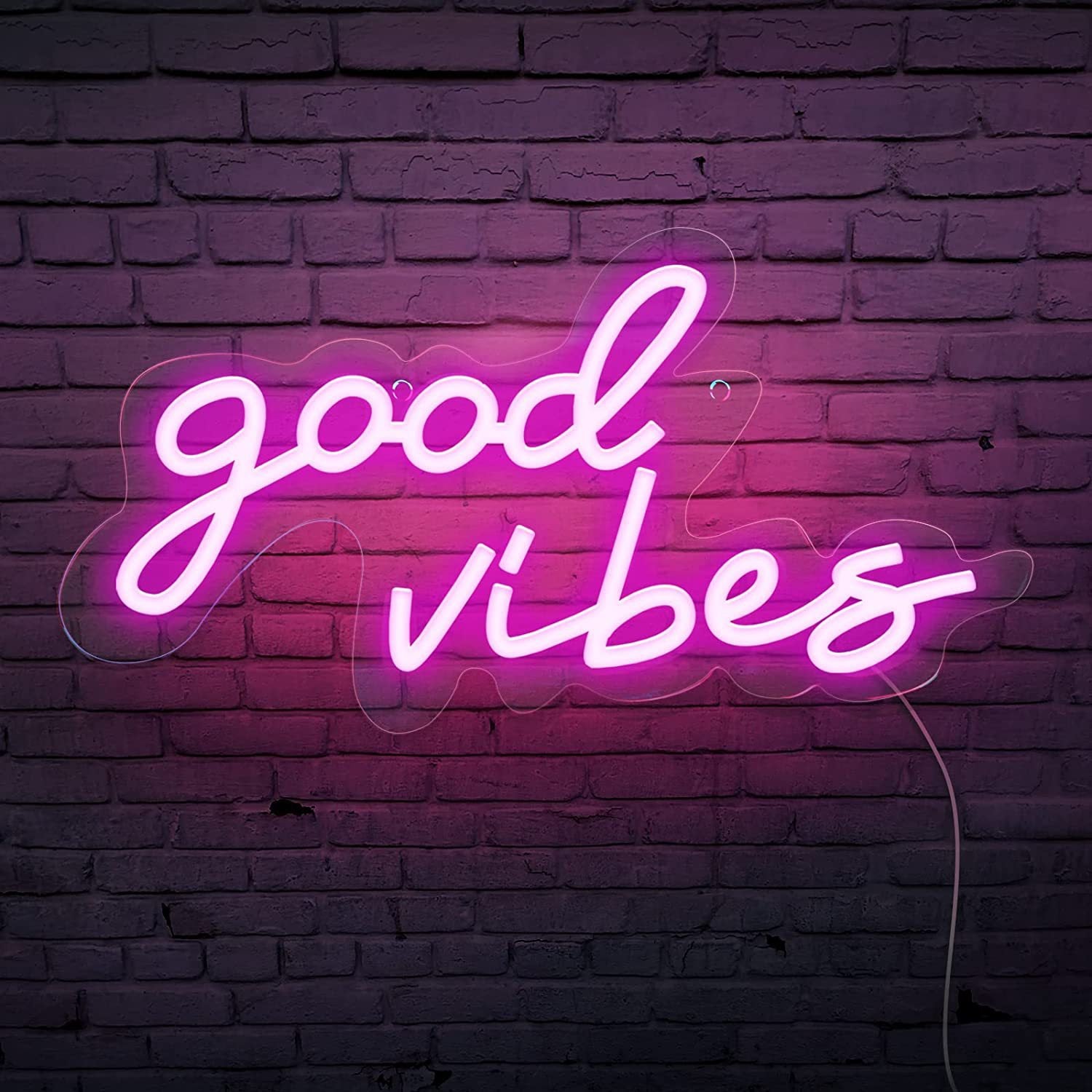 Good Vibes Neon Sign - Wall Art Light for Uplifting Ambiance in Bedrooms, Bars & Party Venues