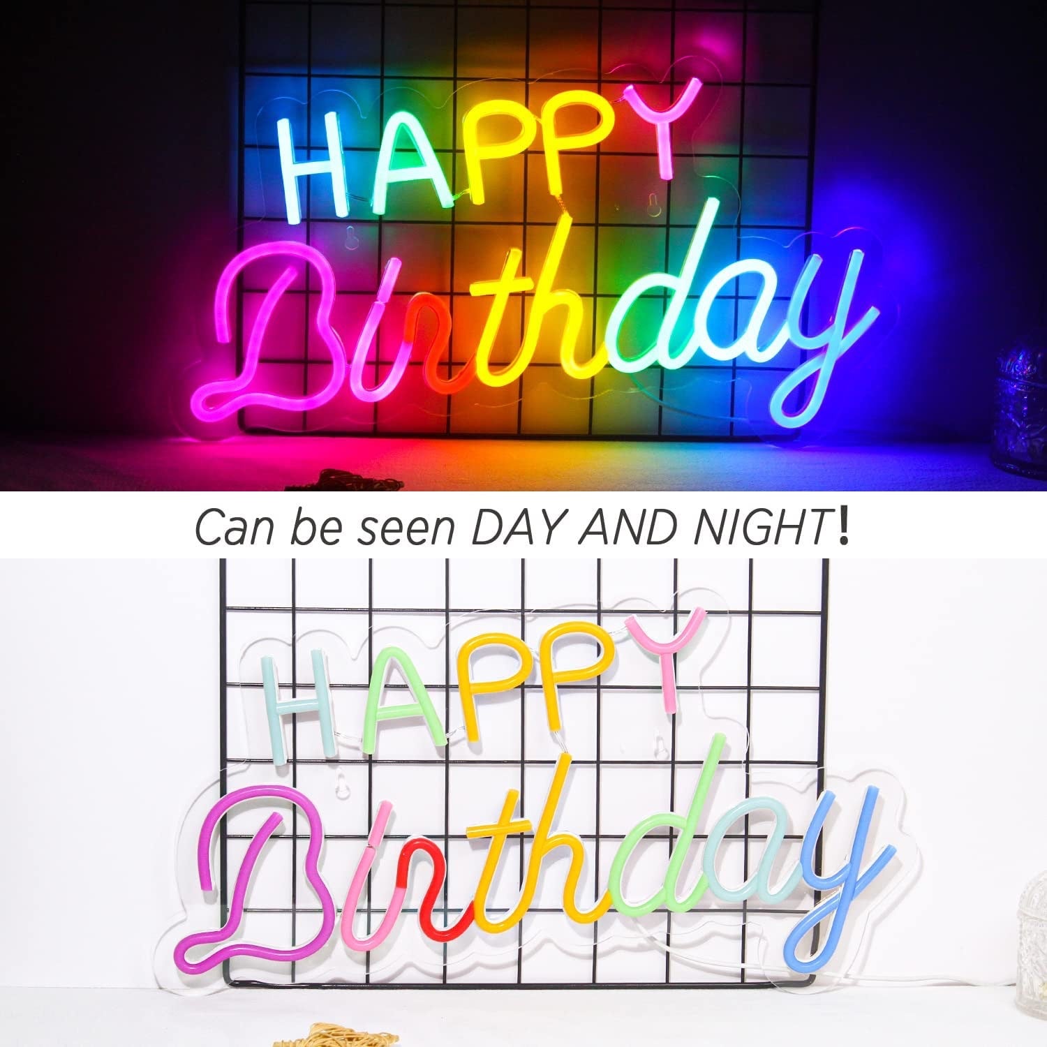 Happy Birthday LED Neon Sign - Acrylic Panel Decorative Light for Celebrations