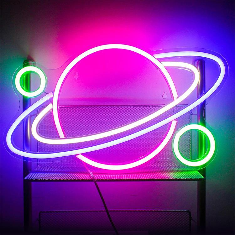 LED Party Planet Neon Sign - Decorative USB Night Light